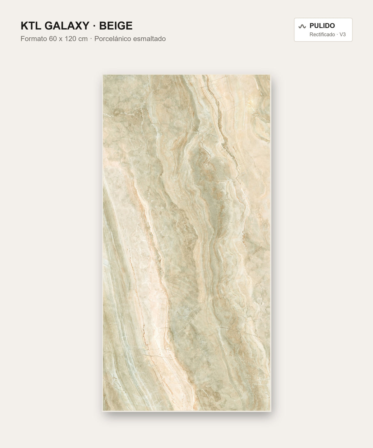 KTL Galaxy Beige 60 x 120 cm, porcelánico esmaltado pulido efecto mármol rectificado