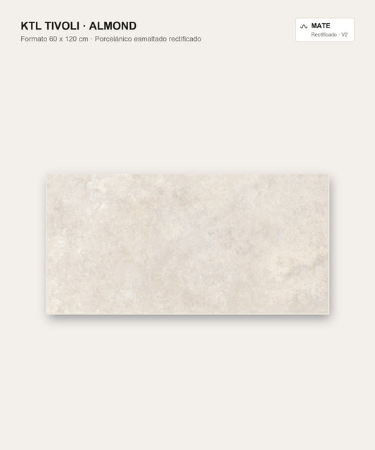 KTL Tivoli Almond 60 x 120 cm — porcelánico esmaltado efecto piedra mate rectificado