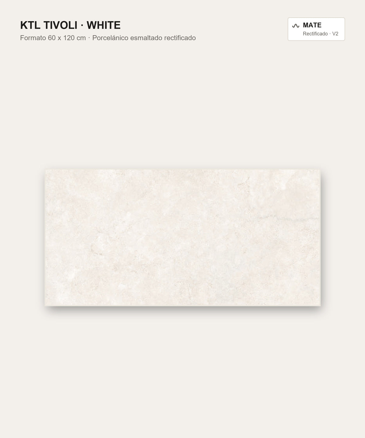 KTL Tivoli White 60 x 120 cm — porcelánico esmaltado efecto piedra mate rectificado