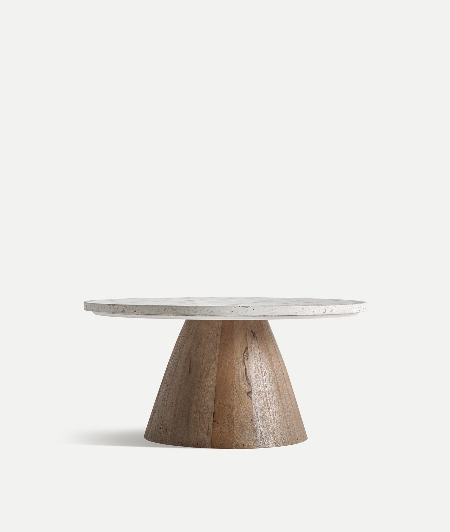 Mesa auxiliar Lautrec de terrazo blanco y madera de mango de 80 cm
