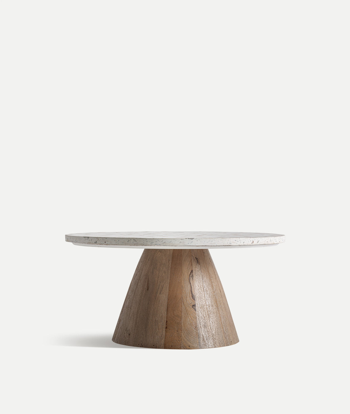 Mesa auxiliar Lautrec de terrazo blanco y madera de mango de 80 cm