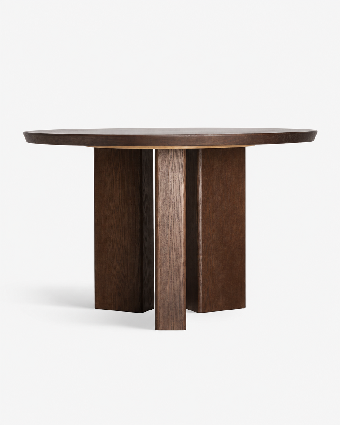 Mesa Hirzel KODU redonda en marrón, producto completo centrado