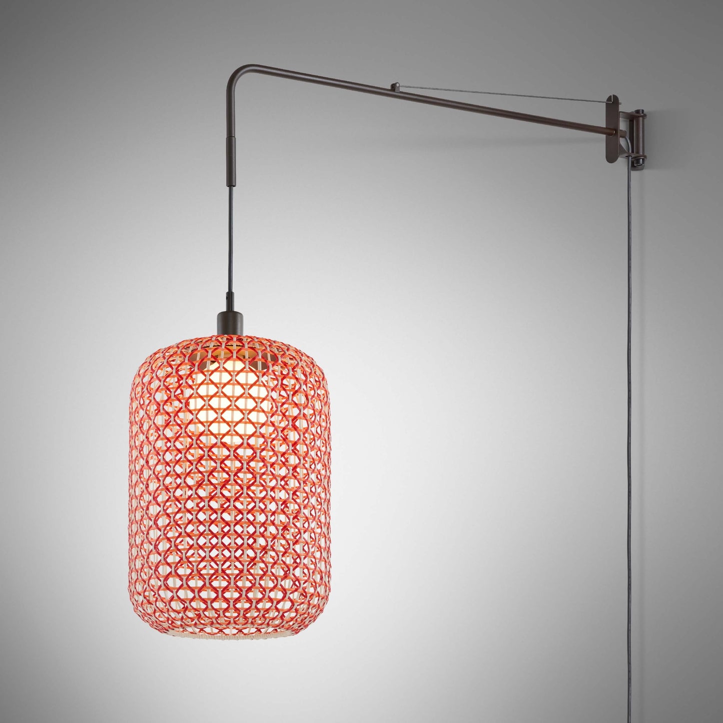 Aplique Nans 31.2 A/98 de Bover con pantalla Roja tejida a mano y brazo orientable
