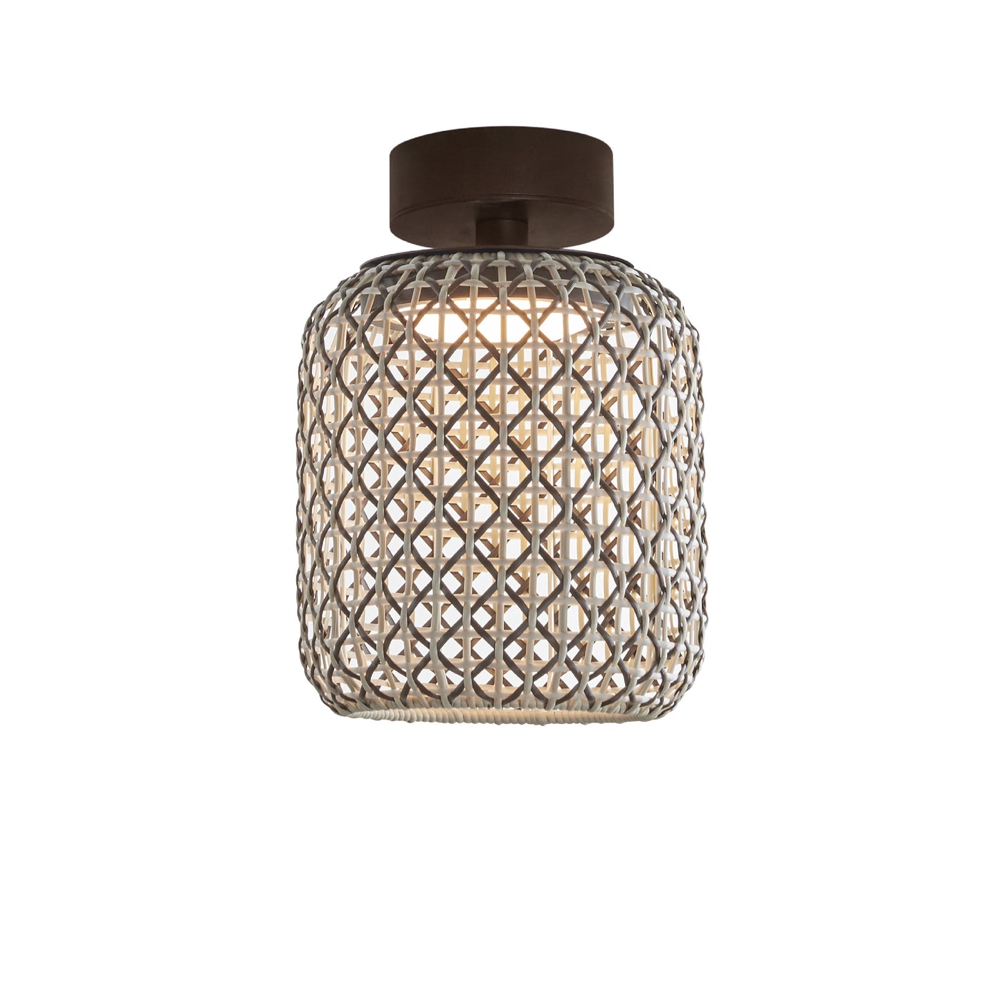 Plafón Nans PF/21 Outdoor de Bover con pantalla Marrón tejida a mano