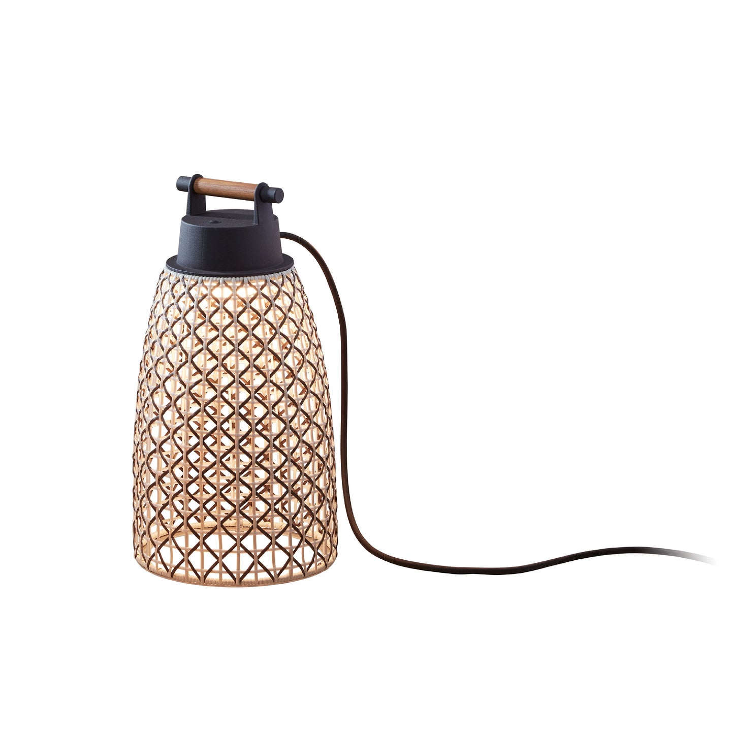Lámpara de sobremesa Nans M/41 Outdoor de Bover con pantalla Marrón tejida a mano