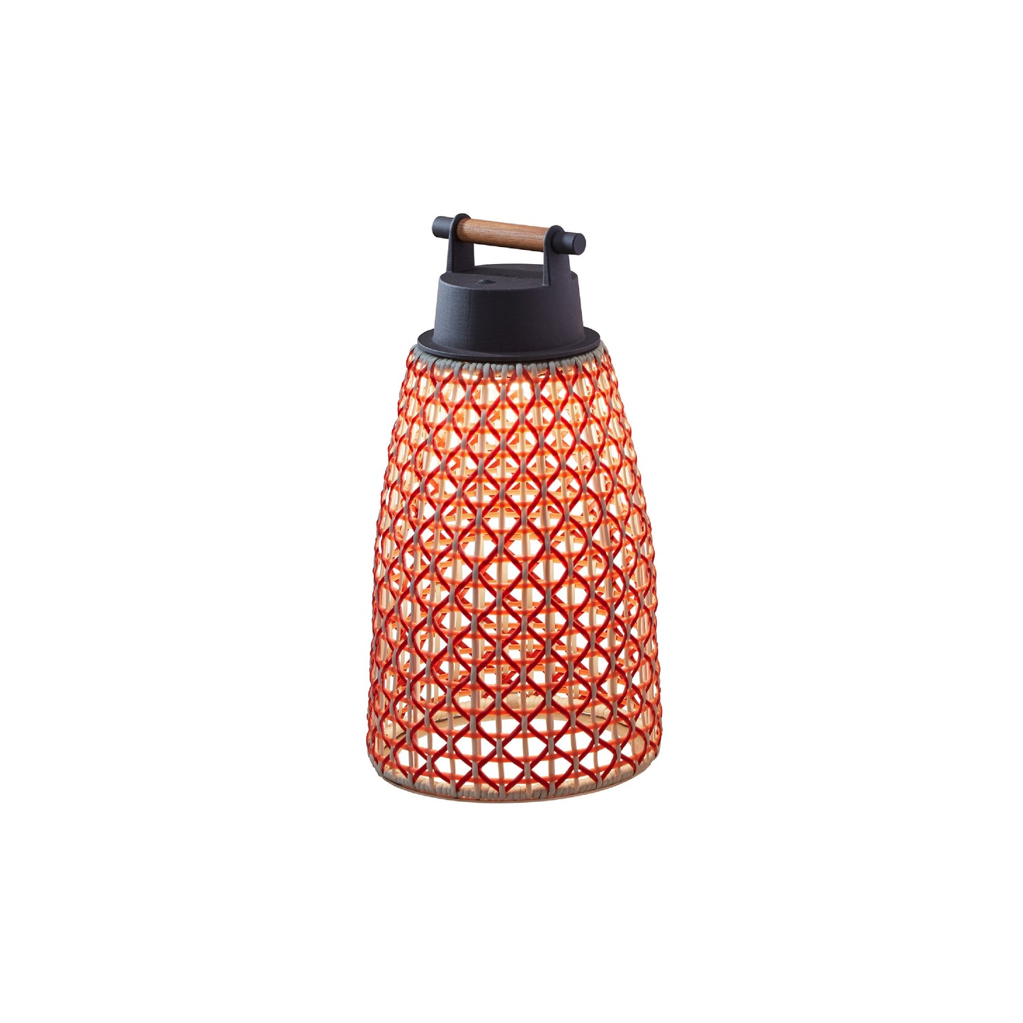Lámpara portátil Nans M/41/R Outdoor de Bover con pantalla Roja y asa de madera