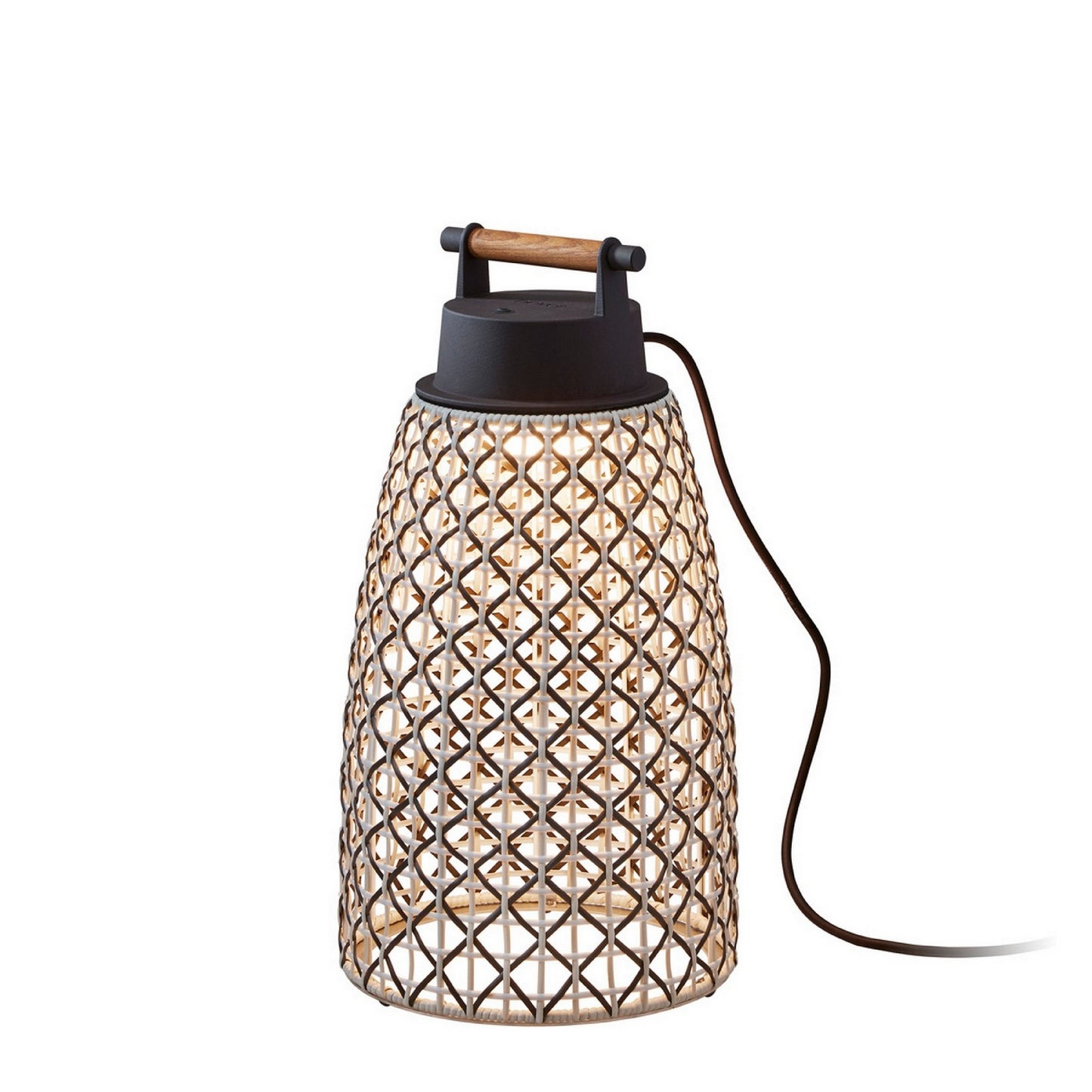 Lámpara de sobremesa Nans M/49 Outdoor de Bover con pantalla Marrón tejida a mano