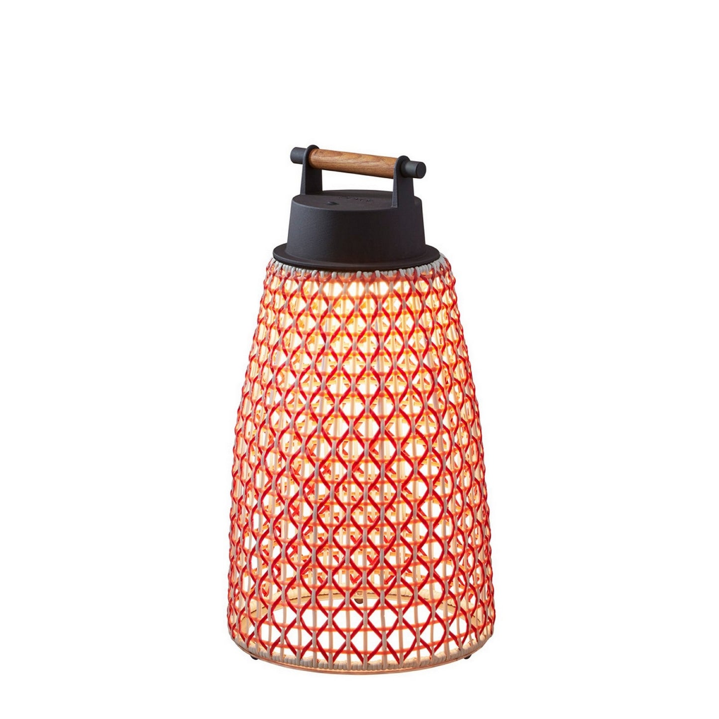 Lámpara portátil Nans M/49/R Outdoor de Bover con pantalla Roja y asa de madera