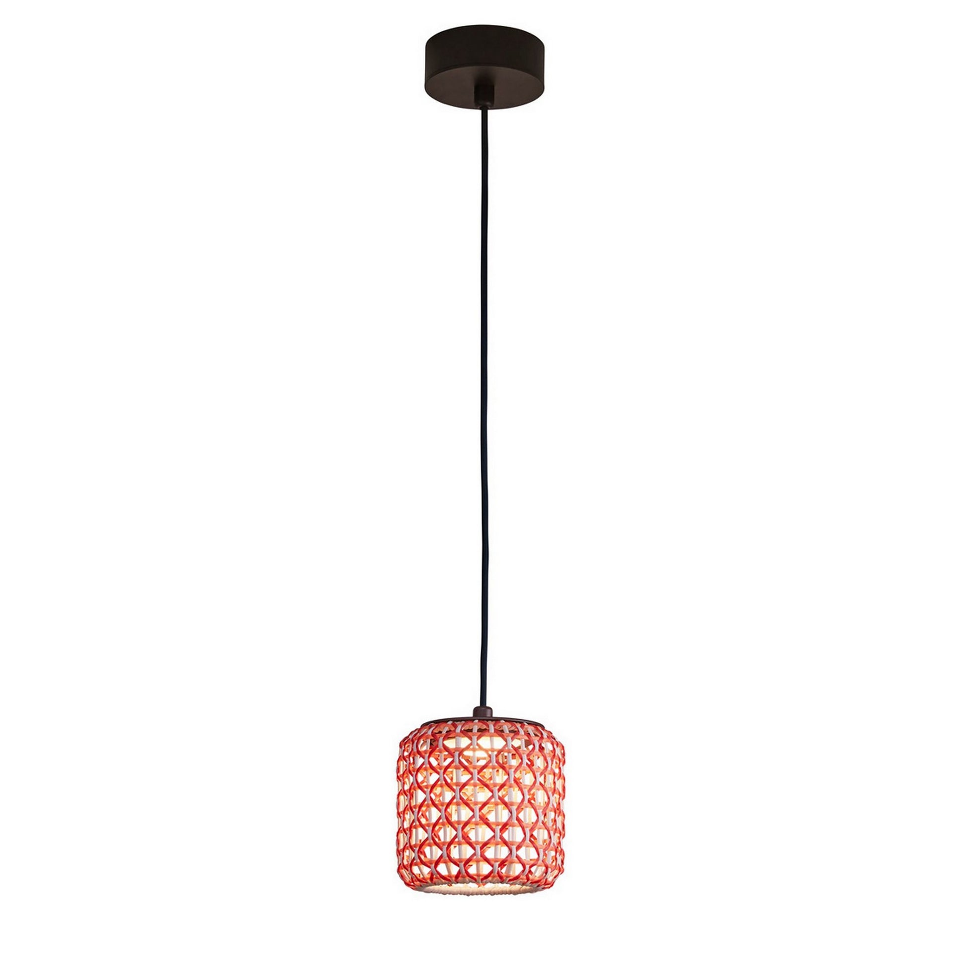 Lámpara colgante Nans S/16 Outdoor de Bover con pantalla Roja tejida a mano