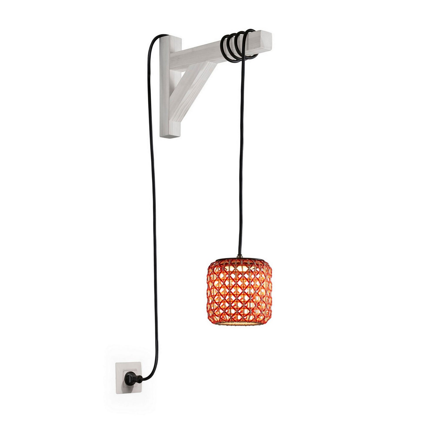 Lámpara colgante Nans S/16/H Outdoor de Bover con pantalla Roja, cable y enchufe