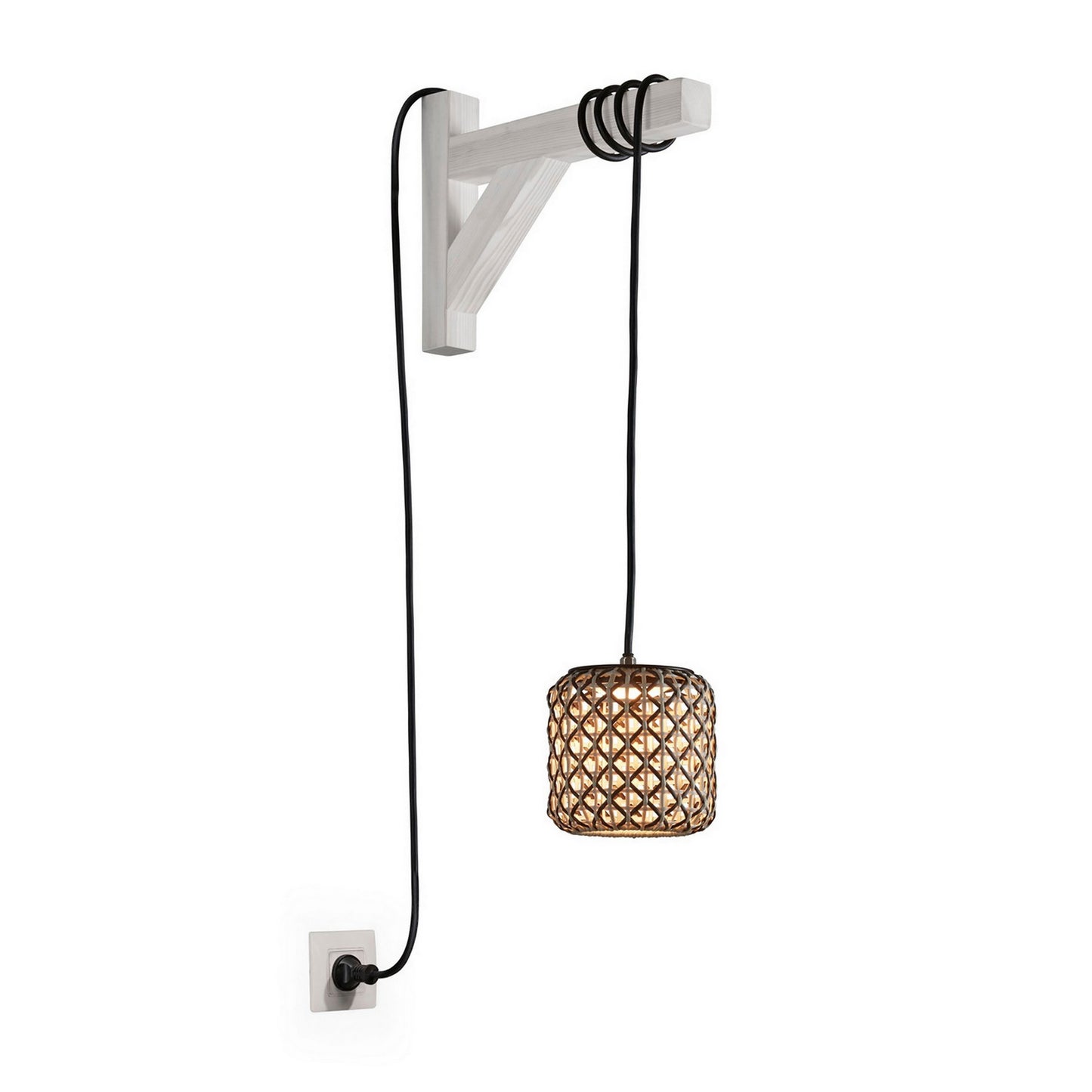 Lámpara colgante Nans S/16/H Outdoor de Bover con pantalla Marrón, cable y enchufe