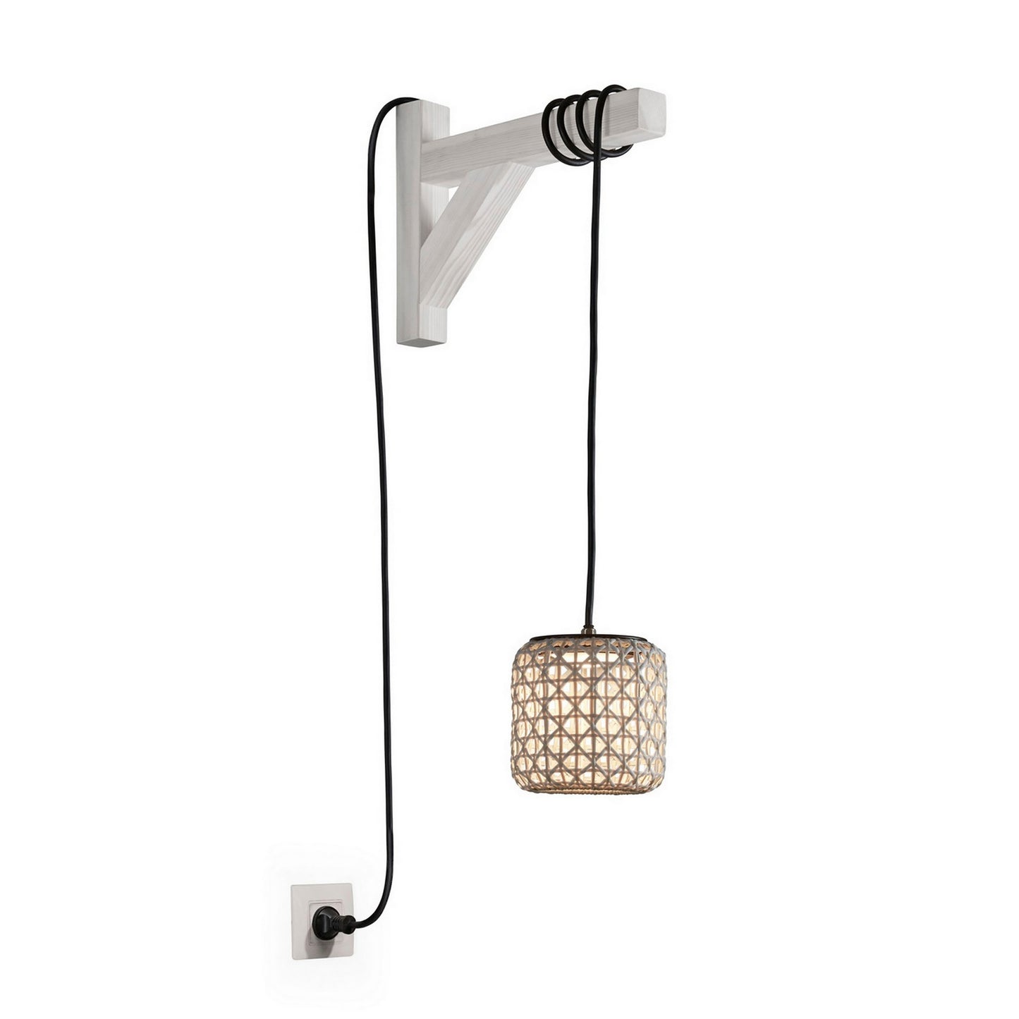Lámpara colgante Nans S/16/H Outdoor de Bover con pantalla Beige, cable y enchufe
