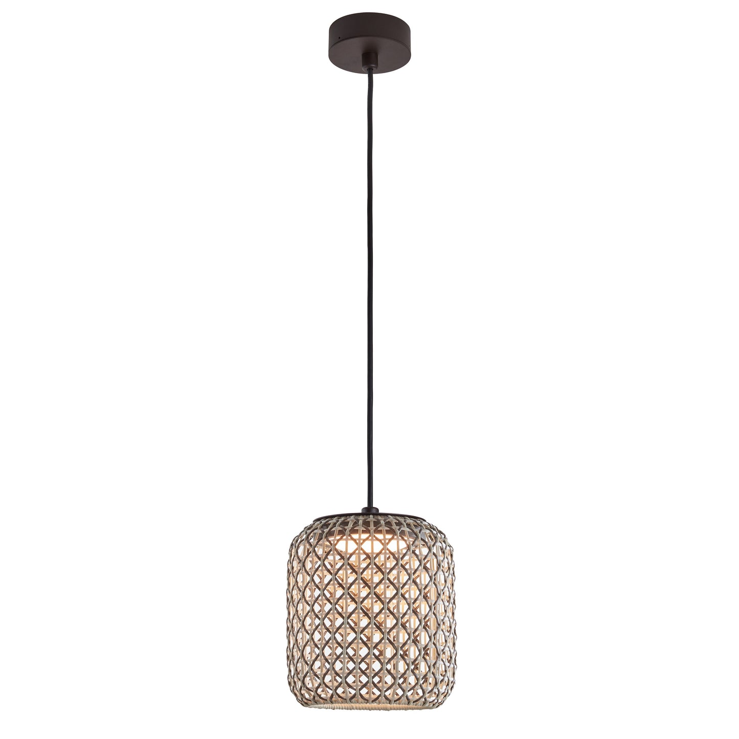 Lámpara colgante Nans S/21 Outdoor de Bover con pantalla Marrón tejida a mano
