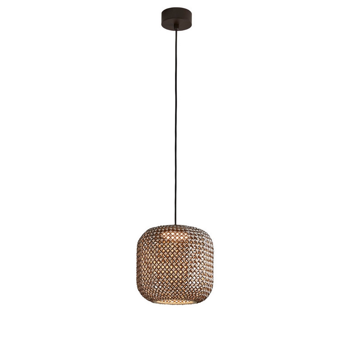 Lámpara colgante Nans S/31 Outdoor de Bover con pantalla Marrón tejida a mano