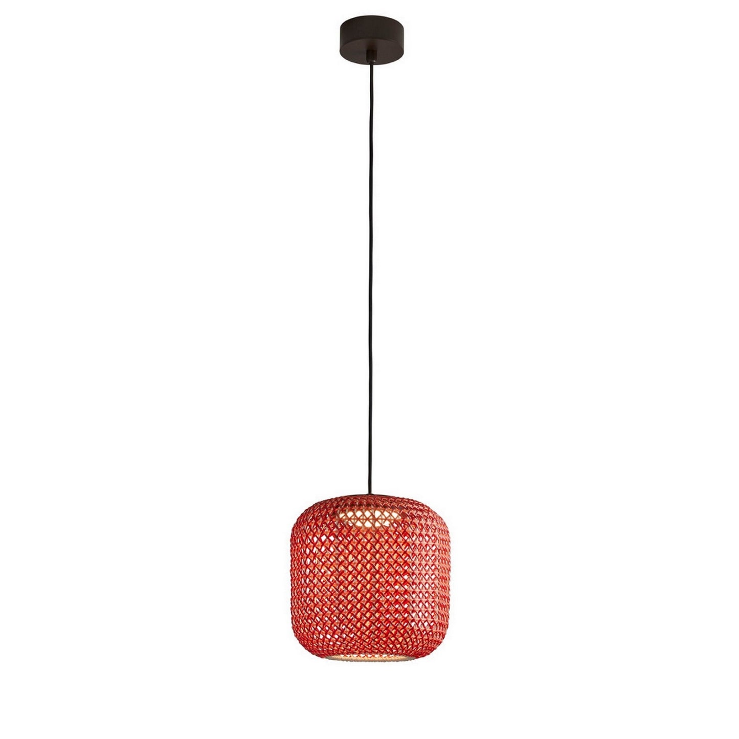 Lámpara colgante Nans S/31 Outdoor de Bover con pantalla Roja tejida a mano