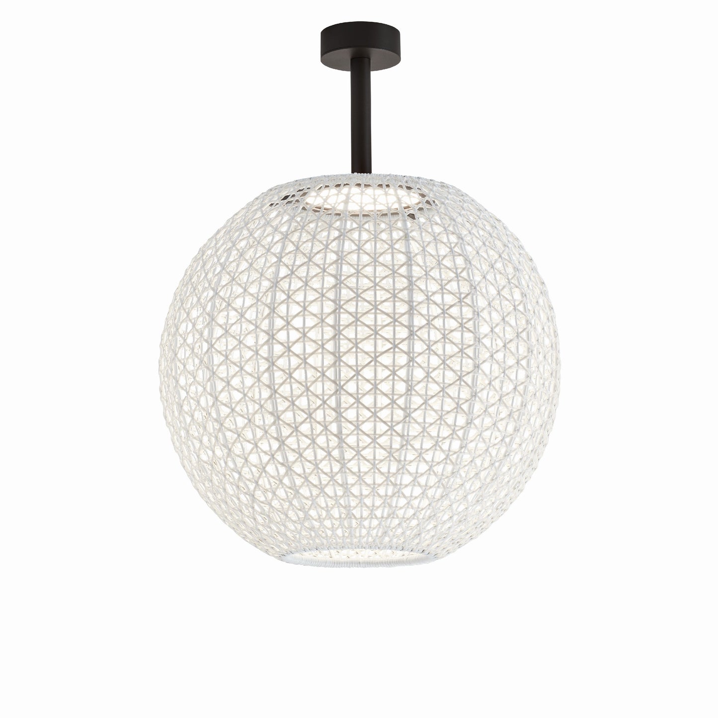 Plafón esférico Nans Sphere PF/60 Outdoor de Bover con pantalla Beige tejida a mano
