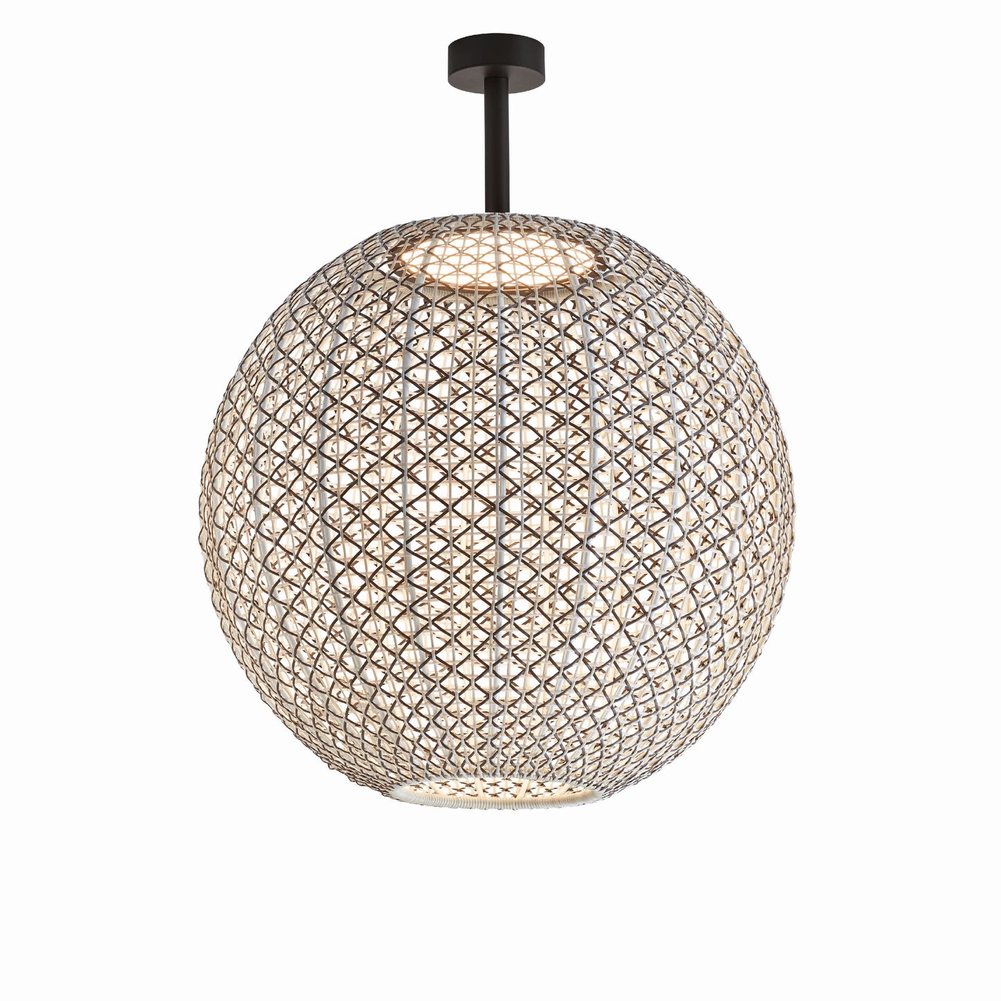 Plafón esférico Nans Sphere PF/60 Outdoor de Bover con pantalla Marrón tejida a mano