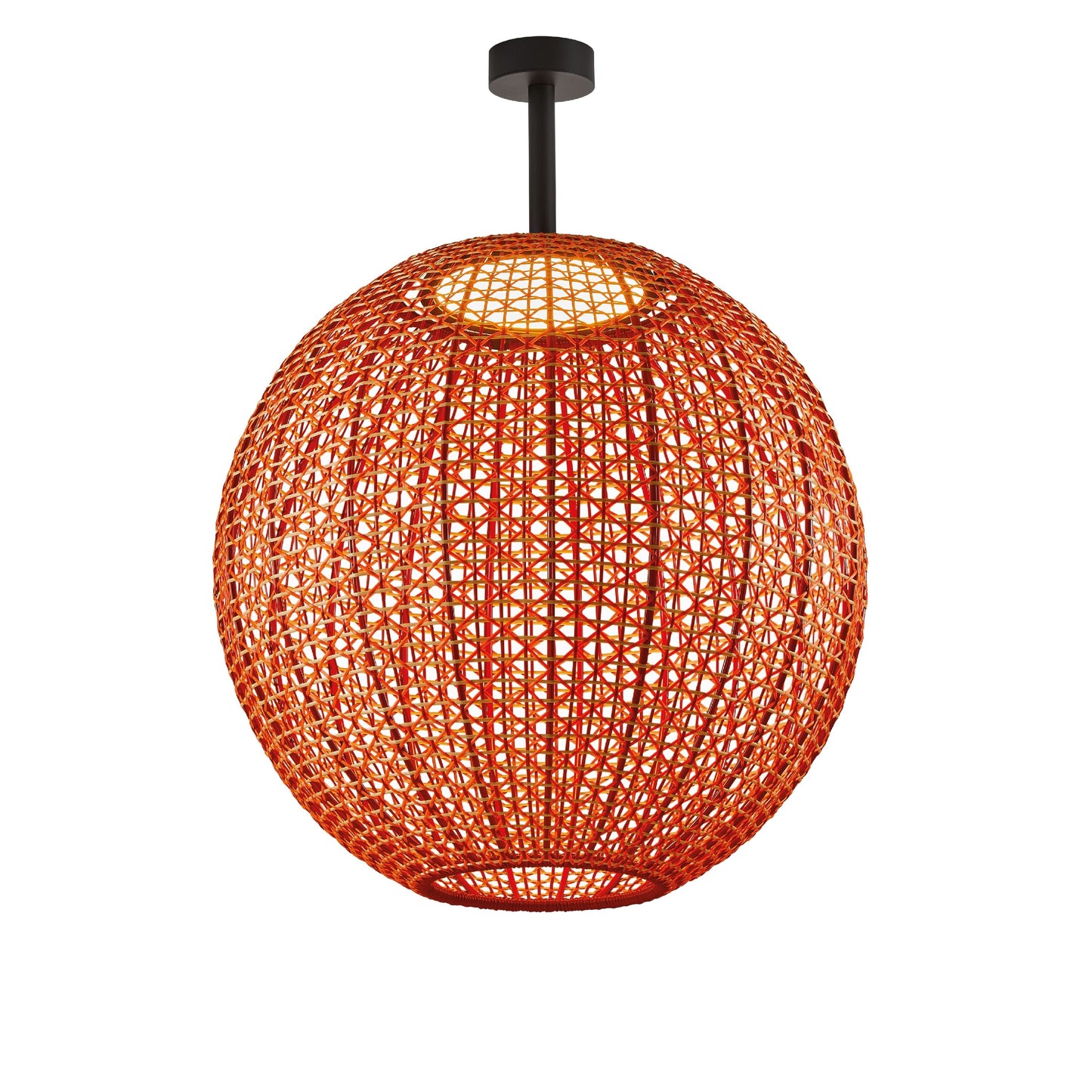 Plafón esférico Nans Sphere PF/60 Outdoor de Bover con pantalla Roja tejida a mano
