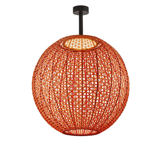 Plafón esférico Nans Sphere PF/60 Outdoor de Bover con pantalla Roja tejida a mano