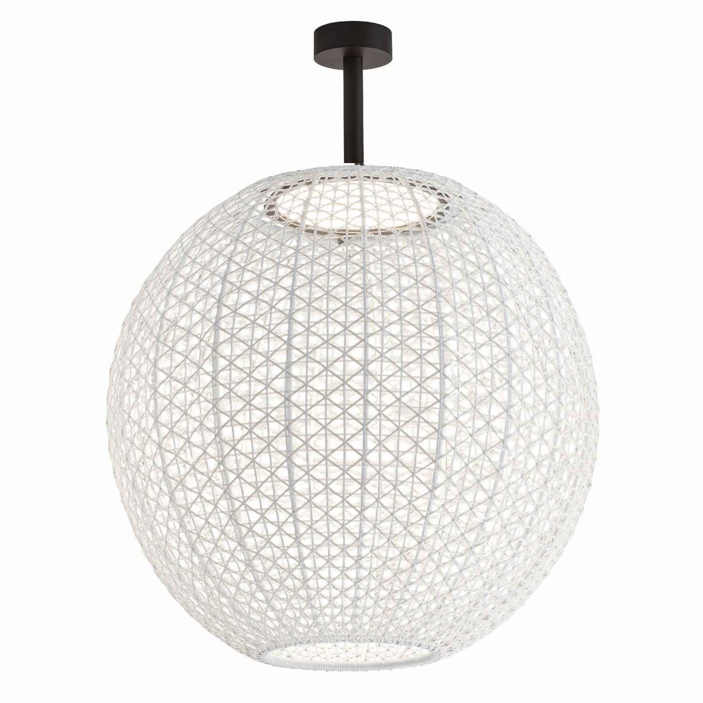 Plafón esférico Nans Sphere PF/80 Outdoor de Bover con pantalla Beige tejida a mano