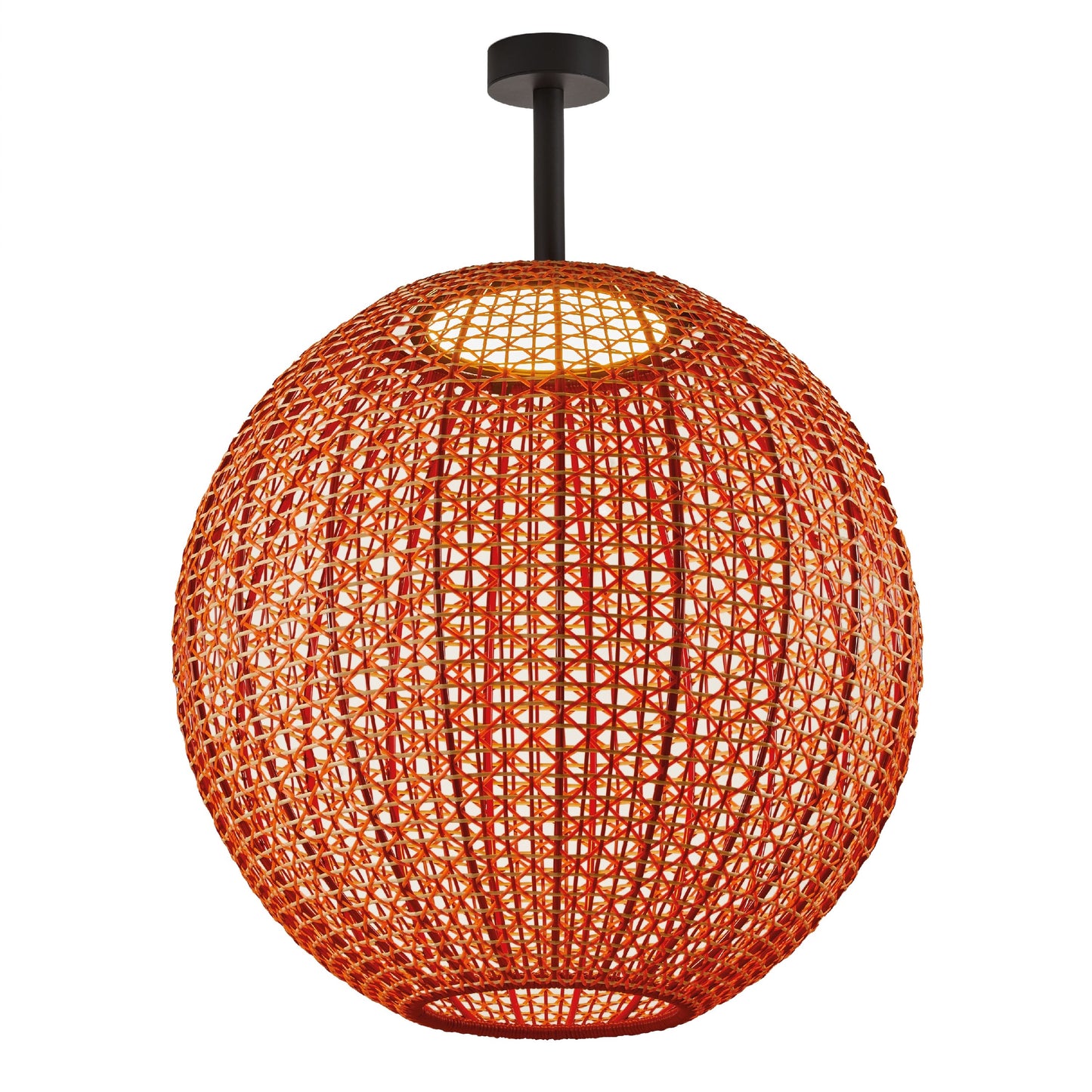 Plafón esférico Nans Sphere PF/80 Outdoor de Bover con pantalla Roja tejida a mano