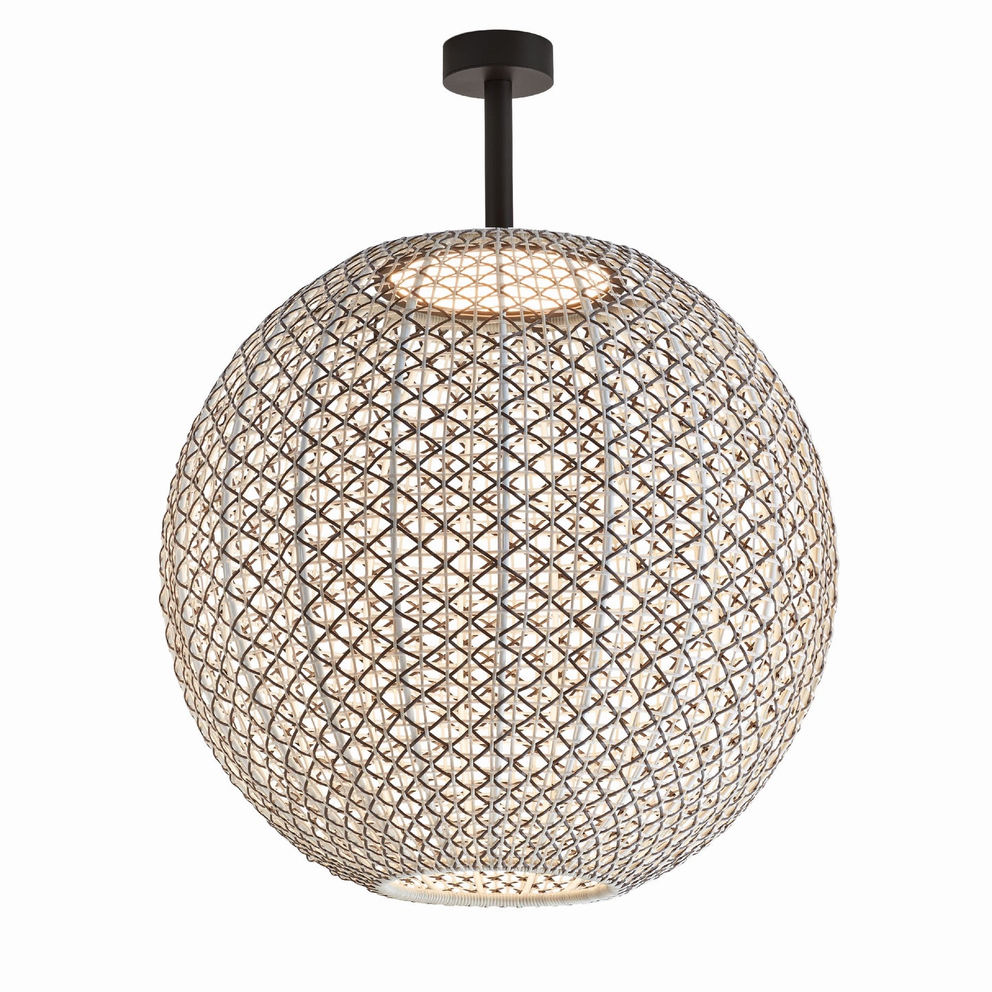 Plafón esférico Nans Sphere PF/80 Outdoor de Bover con pantalla Marrón tejida a mano