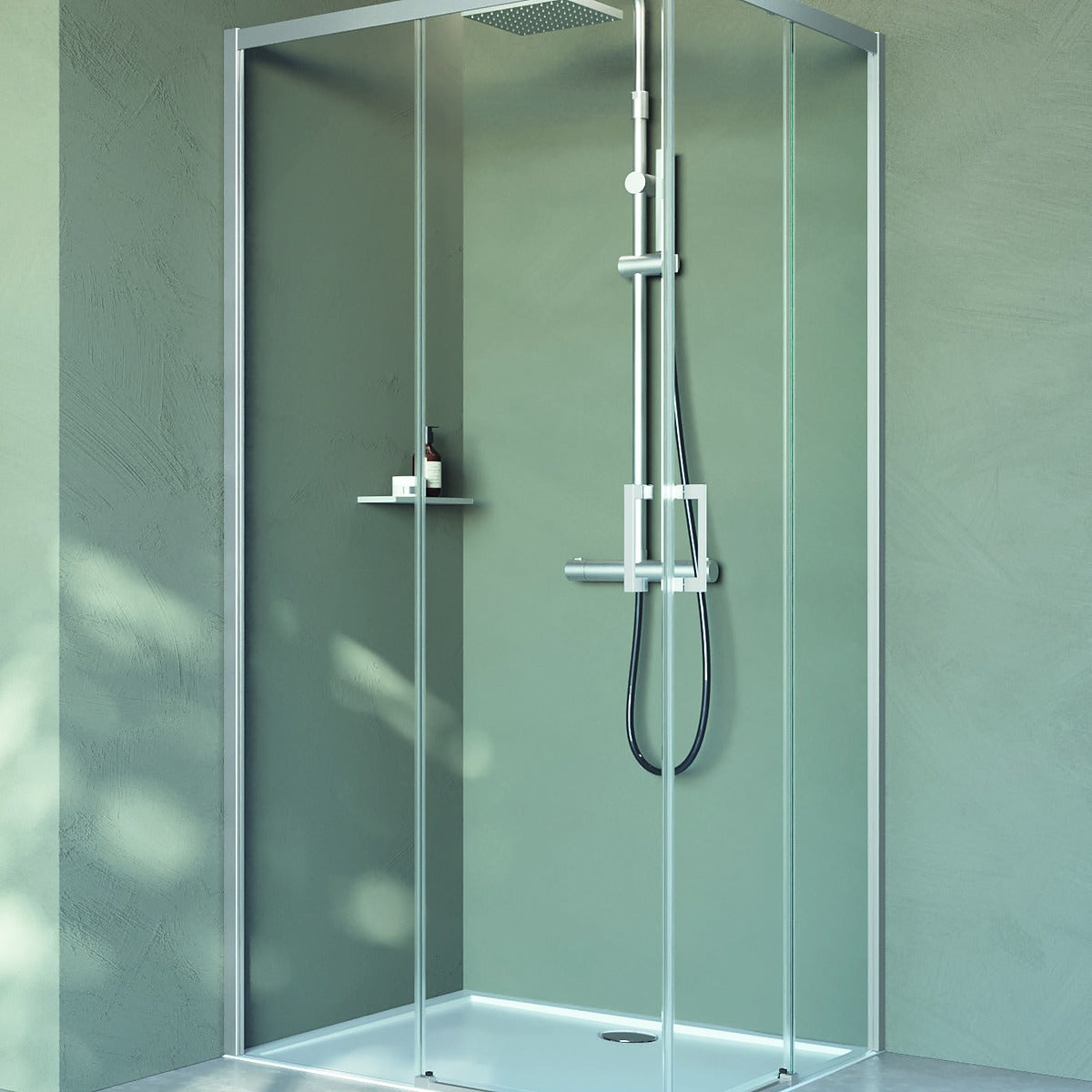 Mampara de ducha angular Novellini Click AH de entrada vertice con dos puertas correderas