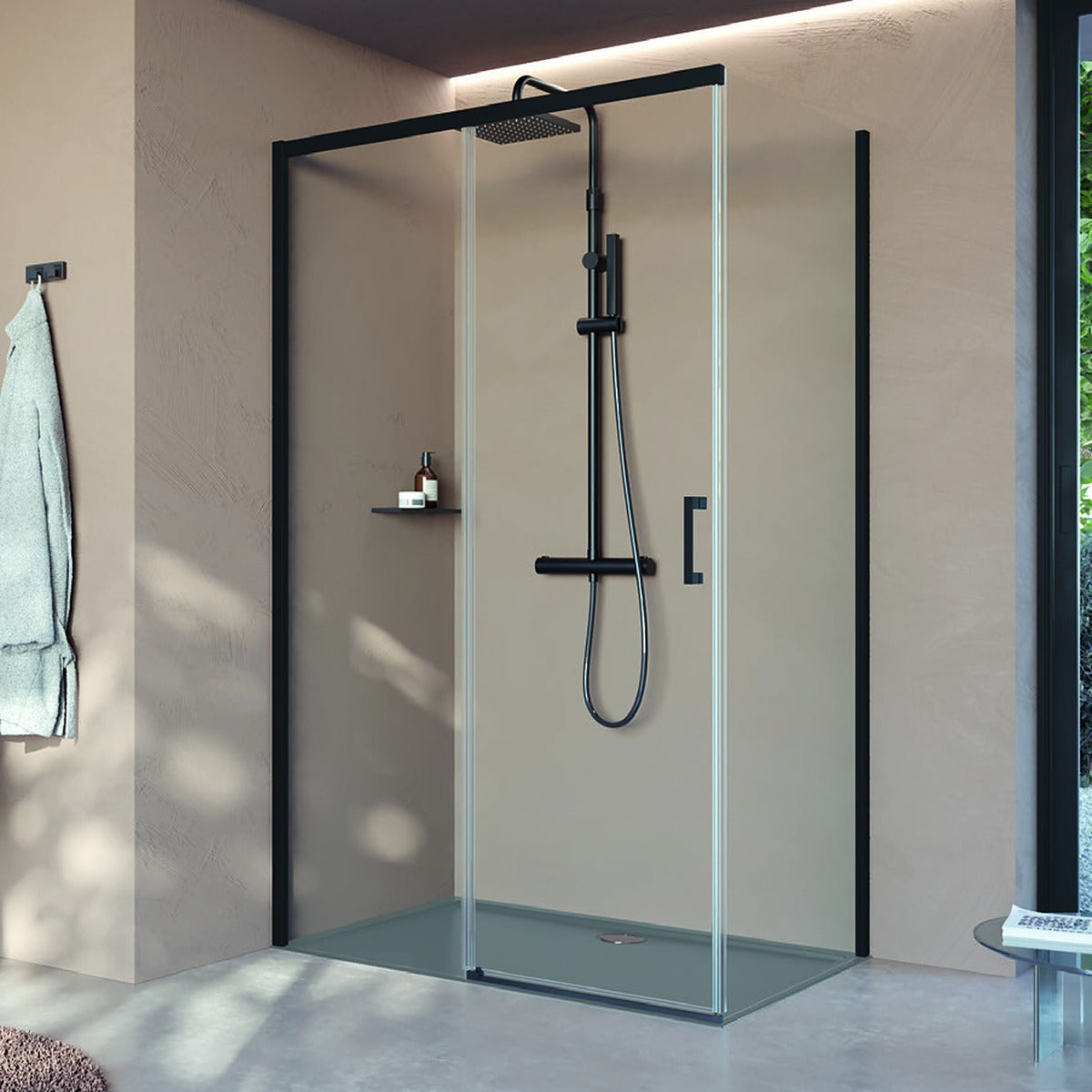 Mampara Novellini Click PH vista de frente con tirador metalico