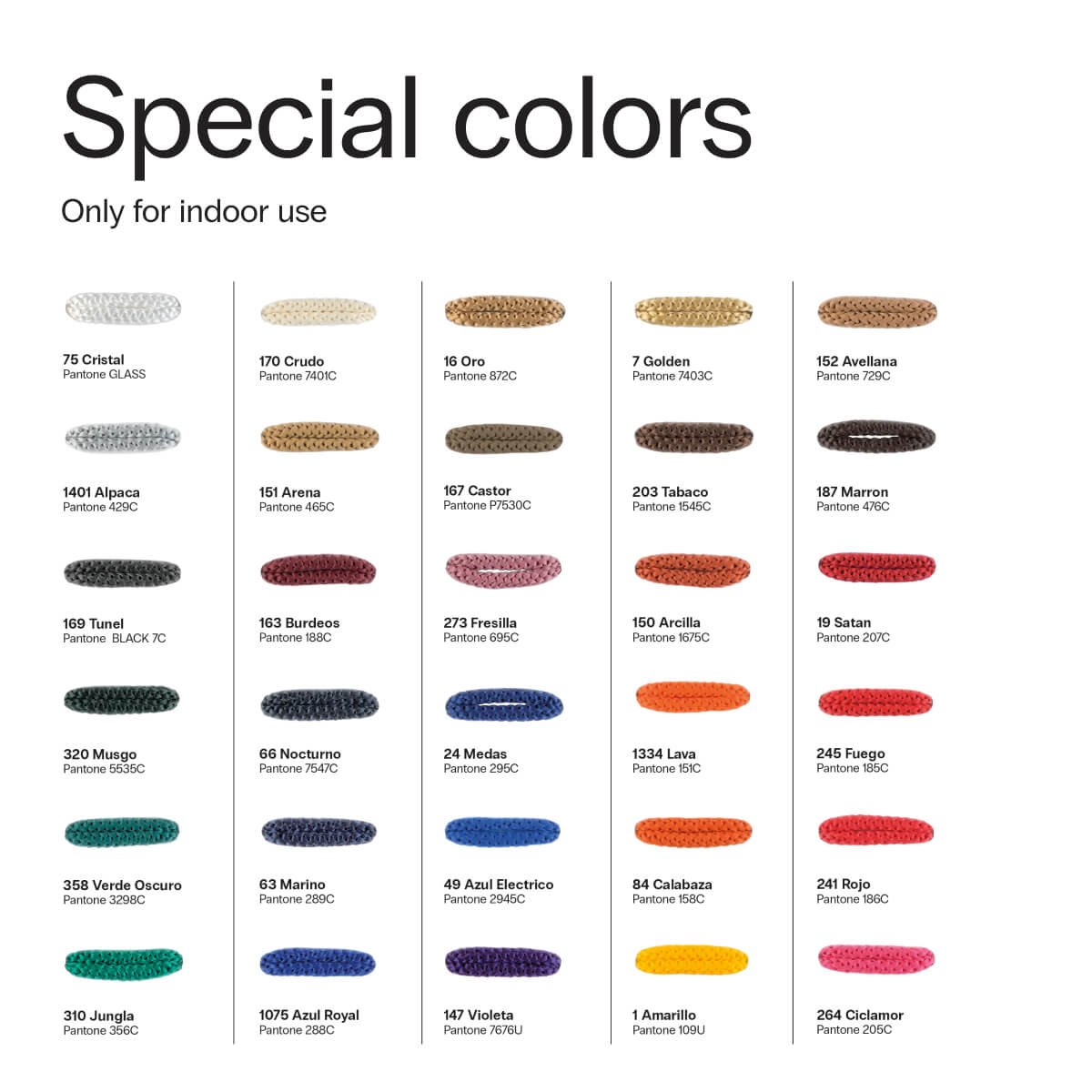 Carta oficial de colores especiales de cuerda de Olé Lighting