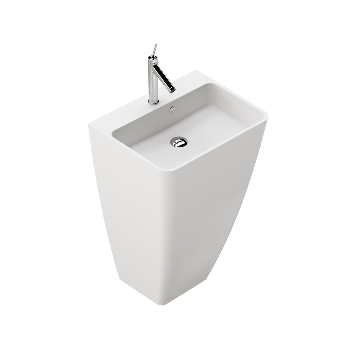 Lavabo de Pie Fossil Natura Finn - Blanco Mate Frontal