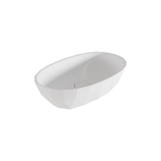 Lavabo Sobre Encimera FOSSIL NATURA SAIKO 56x37 cm | Mineral Composite Ultra-Slim Escultorico