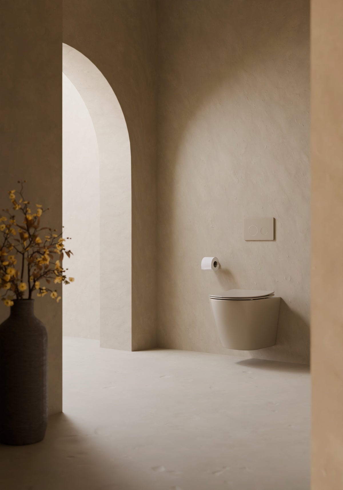 Ambiente de baño con el pack Nora beige