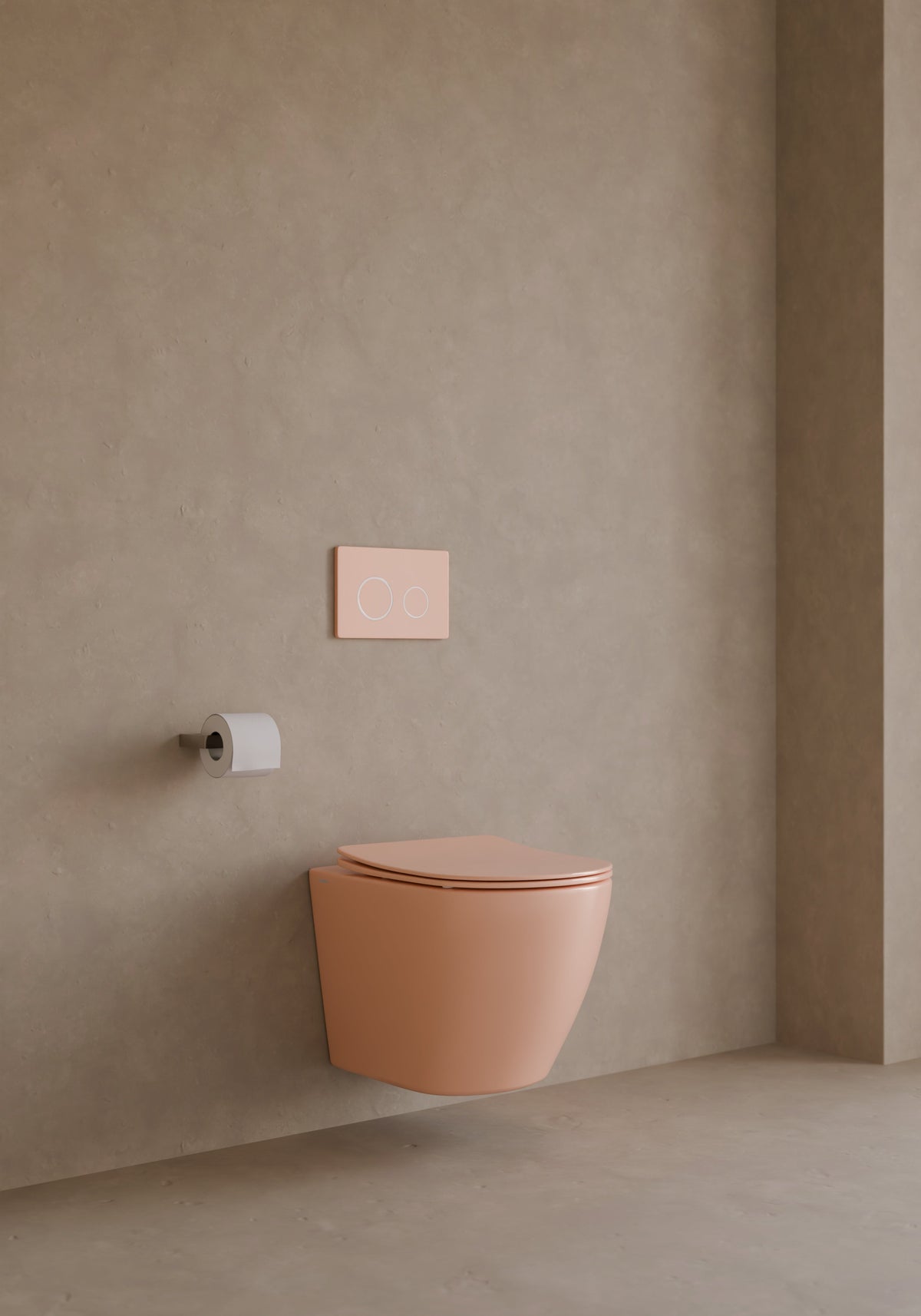Ambiente de baño con el pack Nora coral