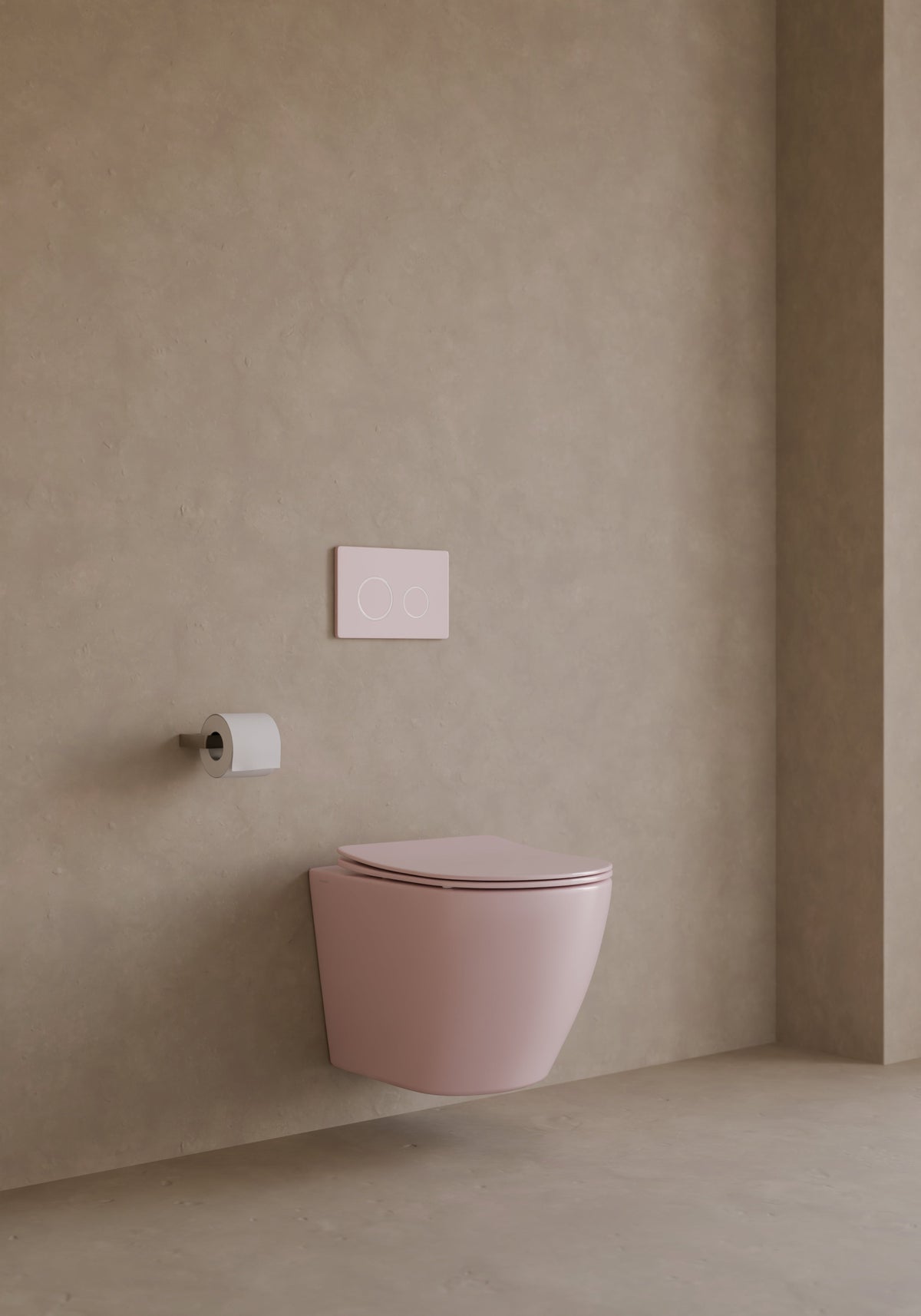 Ambiente de baño con el pack Nora rosa