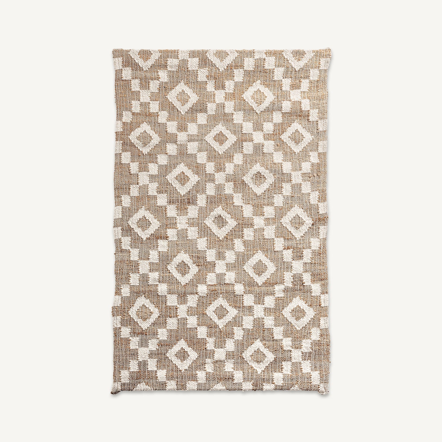 Panel decorativo Sami Vical madera de mango clara con algodón y yute, decoración boho de pared 150 cm