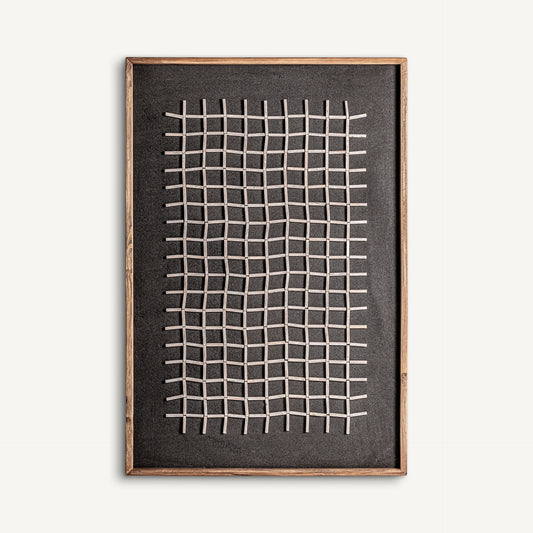 Panel decorativo Siegen Vical madera de pino reciclado tonos oscuros, decoración de pared minimalista 122 cm