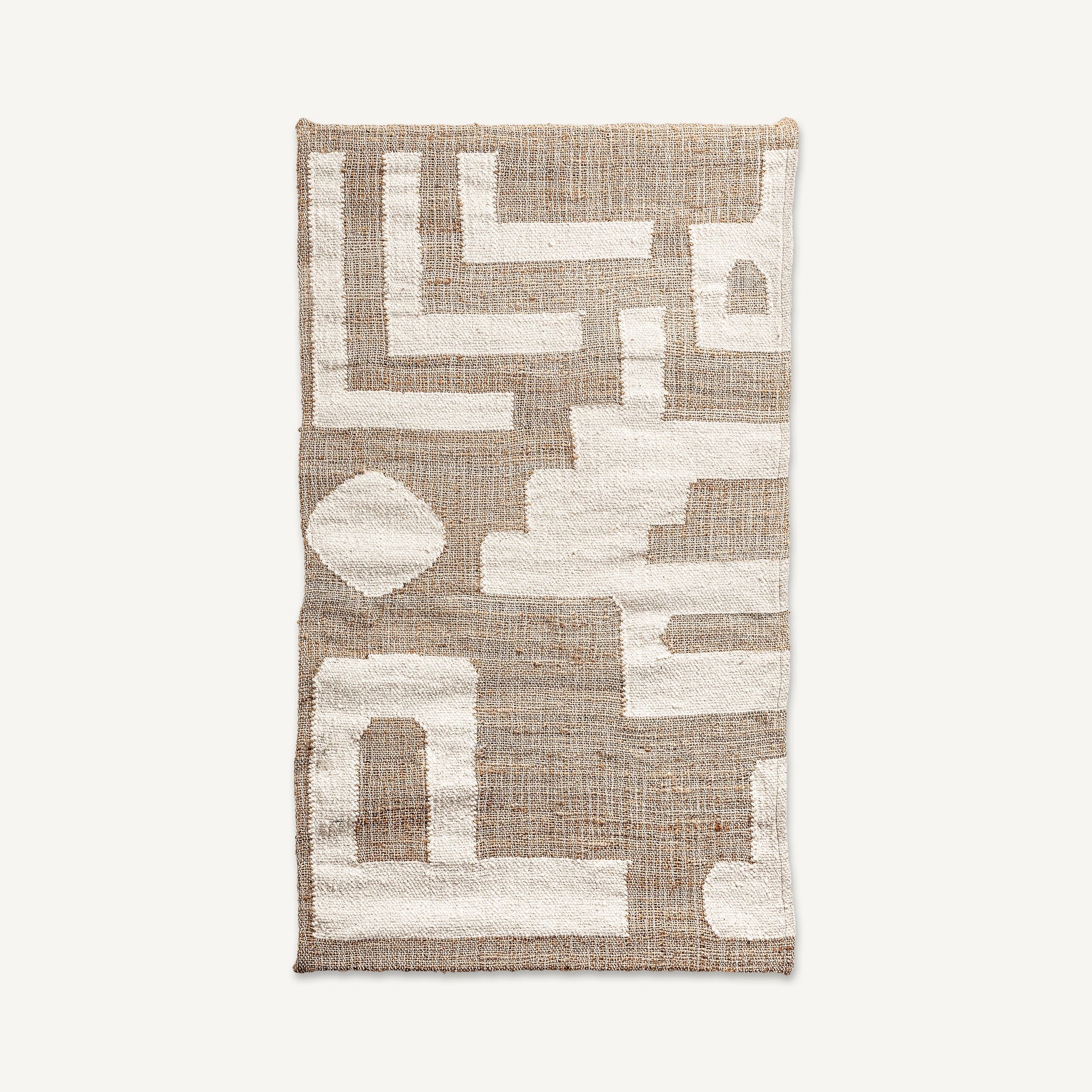 Panel decorativo Zared Vical algodón crema con madera de mango y yute, decoración boho de pared 150 cm