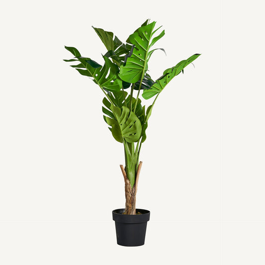 Planta artificial monstera Vical verde con maceta, hojas tropicales 128 cm