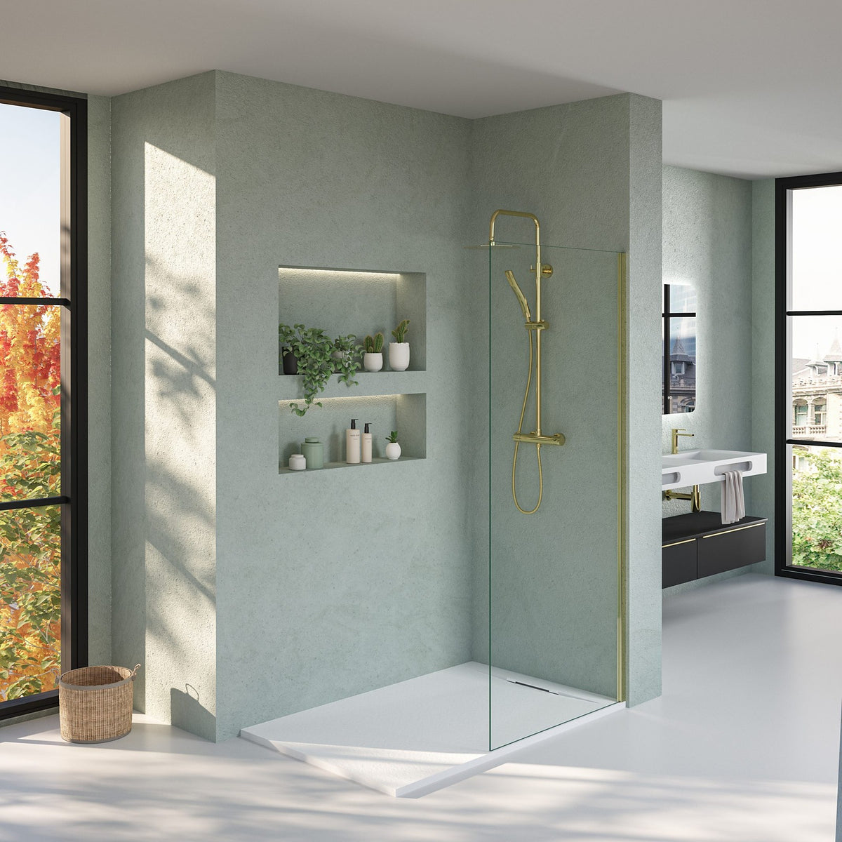 Plato de ducha Gandi Plus Get Up & Design instalado en un baño