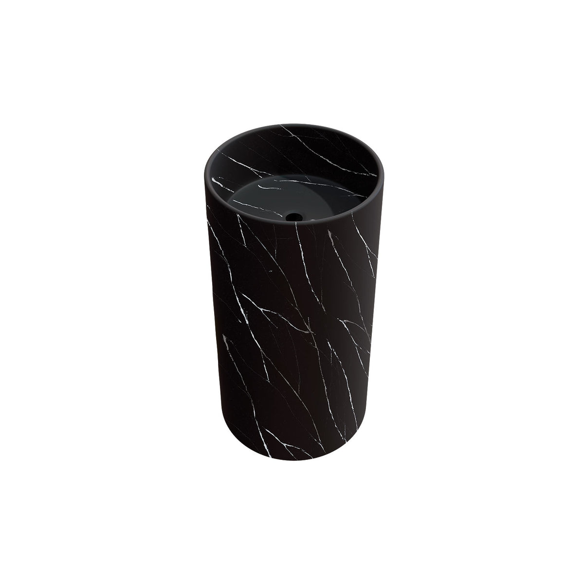 Lavabo Tótem Líjar - Detalle Veteado Negro Mate Marmolado