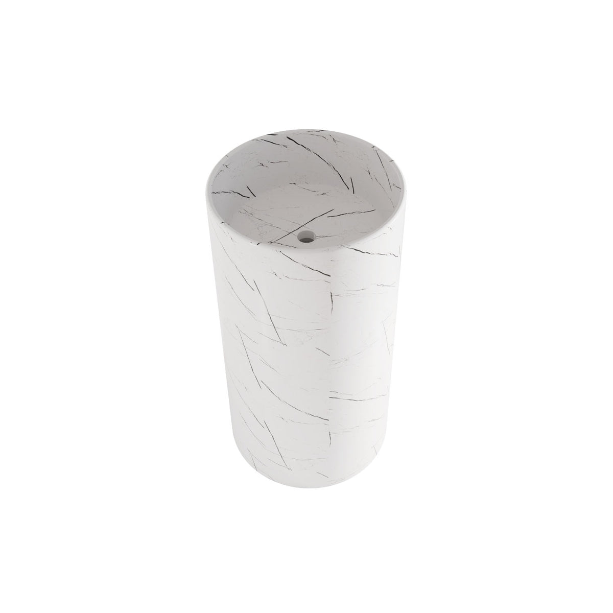 Lavabo Tótem Líjar - Detalle Veteado Blanco Brillo Marmolado