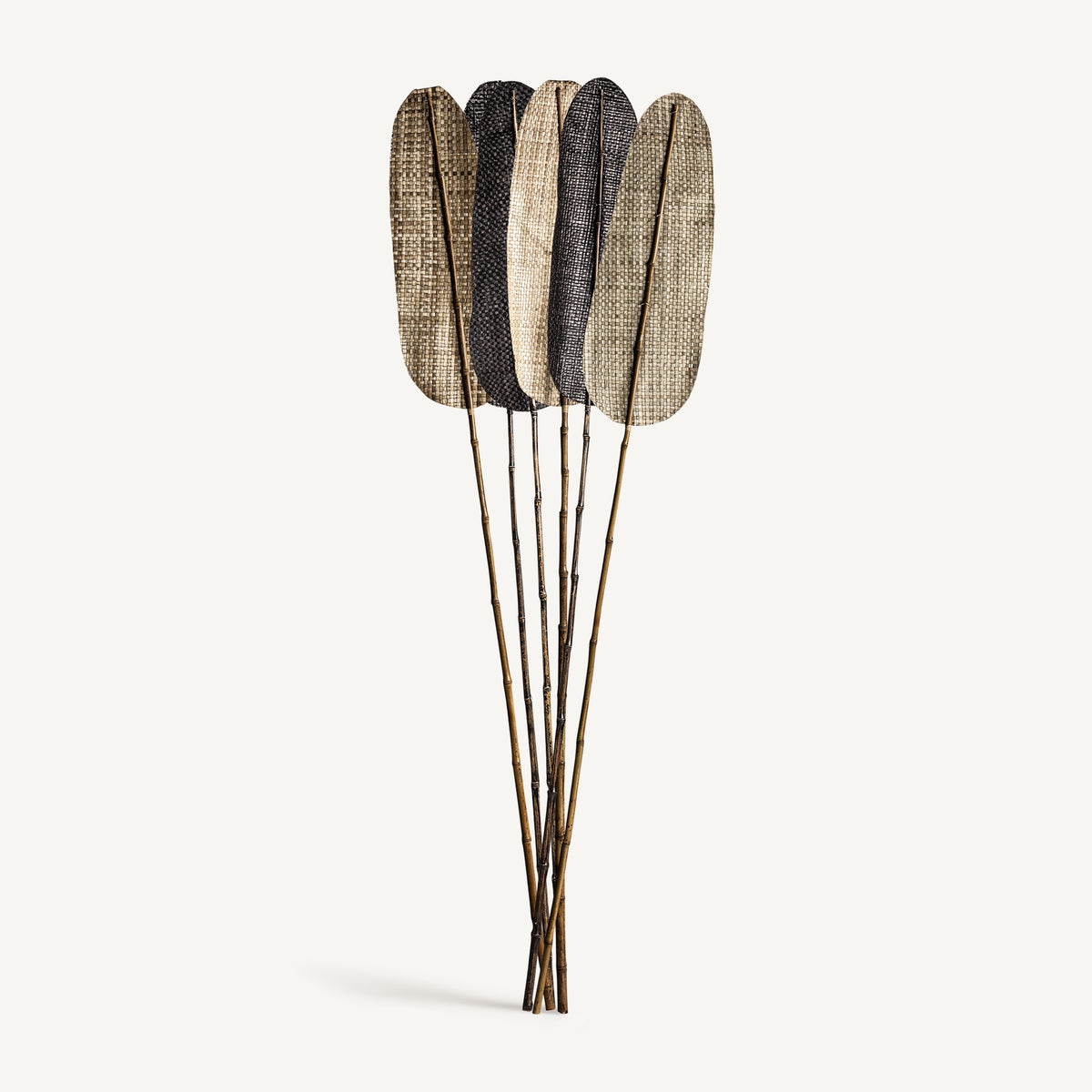 Rama decorativa Iwan Vical set 6 fibra natural negra y natural, decoración boho 202 cm