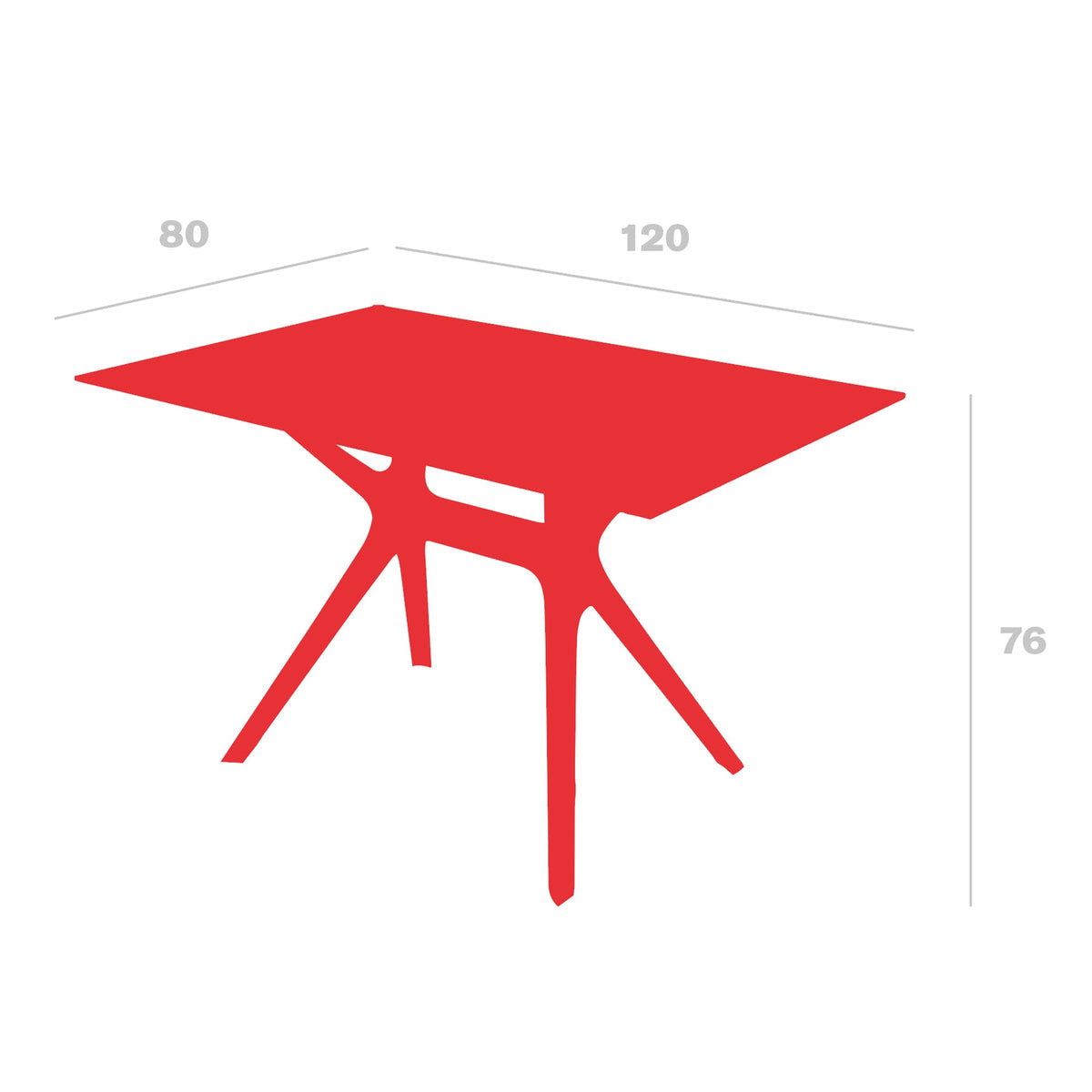 Dibujo técnico con medidas Mesa Vela M 120x80 RESOL