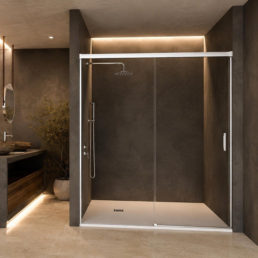 Mamparas de ducha a medida con puerta corredera y panel fijo
