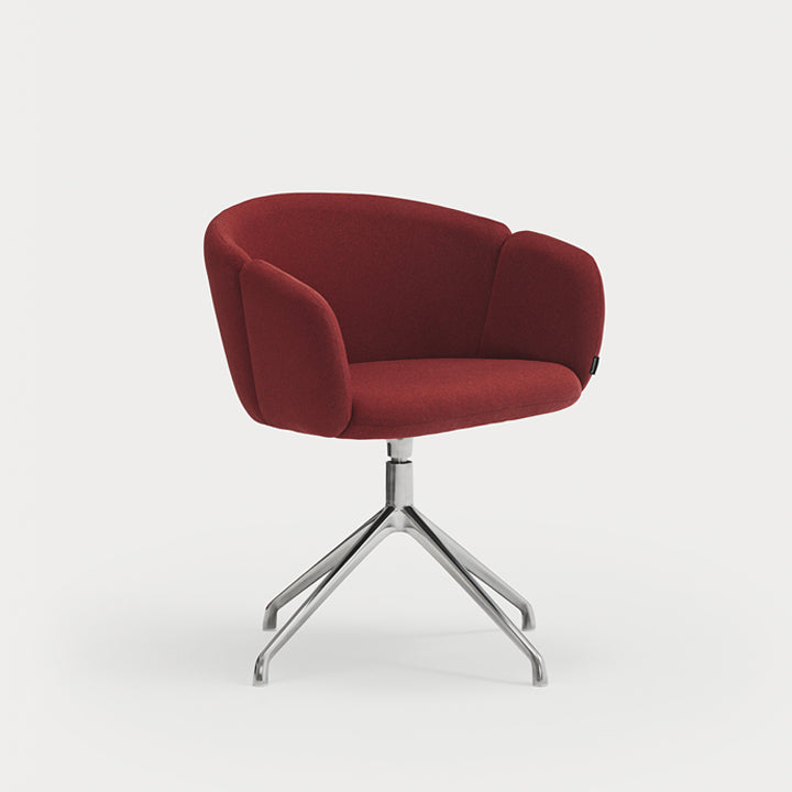 Silla Add Teulat con reposabrazos base giratoria cromada Caldera frontal