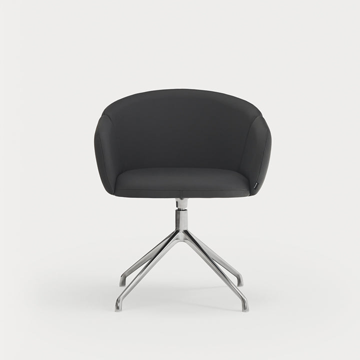 Silla Add Teulat con reposabrazos base giratoria cromada PU Negro frontal