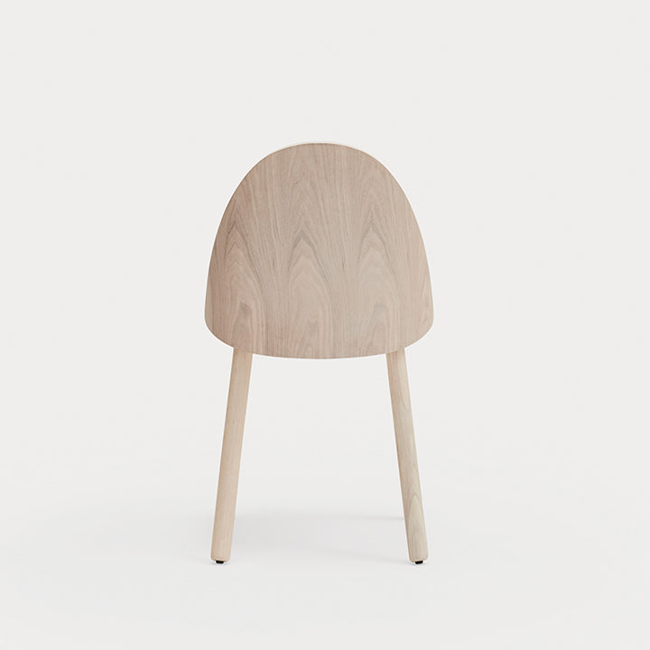 Silla UMA Teulat natural con asiento gris claro vista trasera