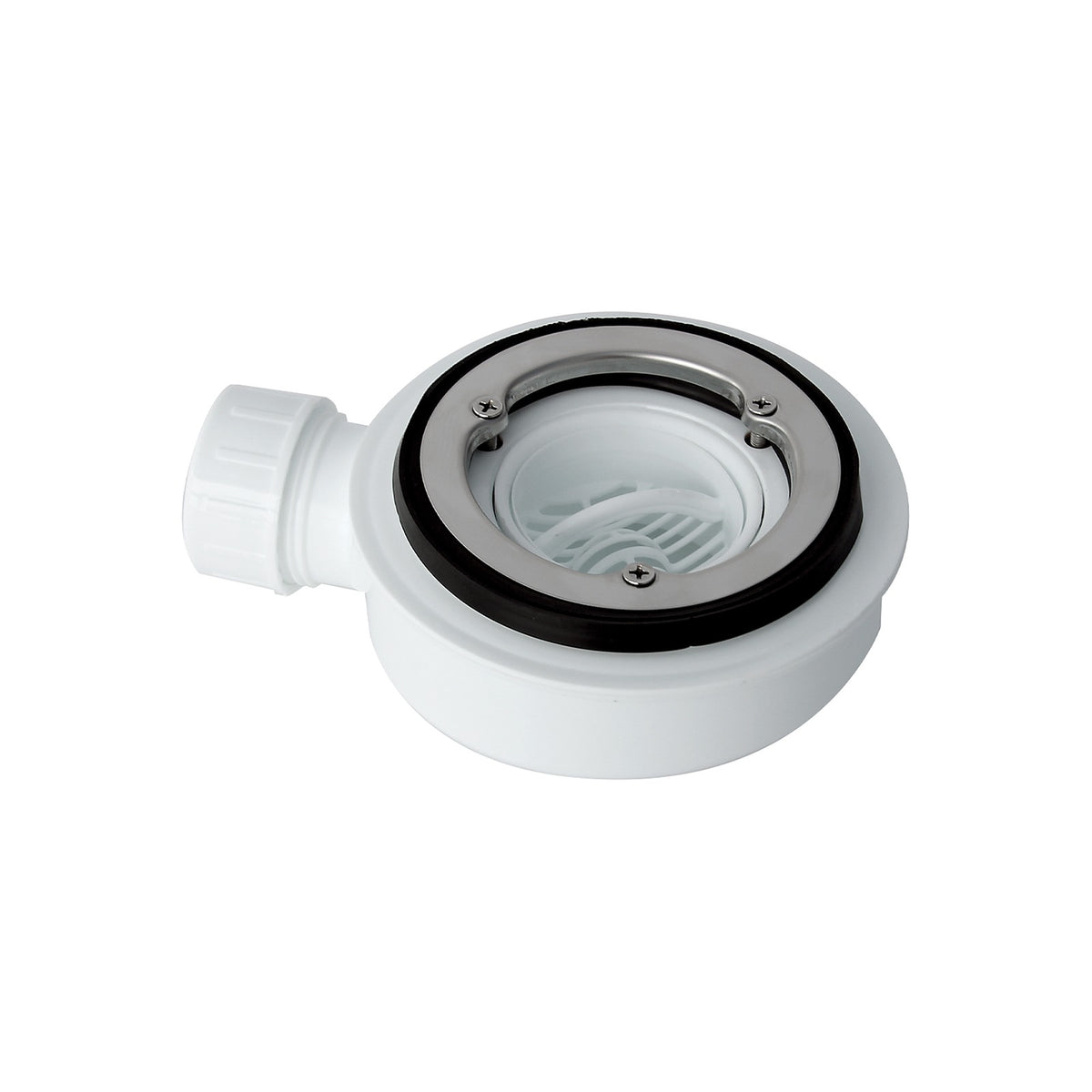 Válvula de desagüe para plato de ducha Get Up & Design, con tapa y aro de acero inoxidable