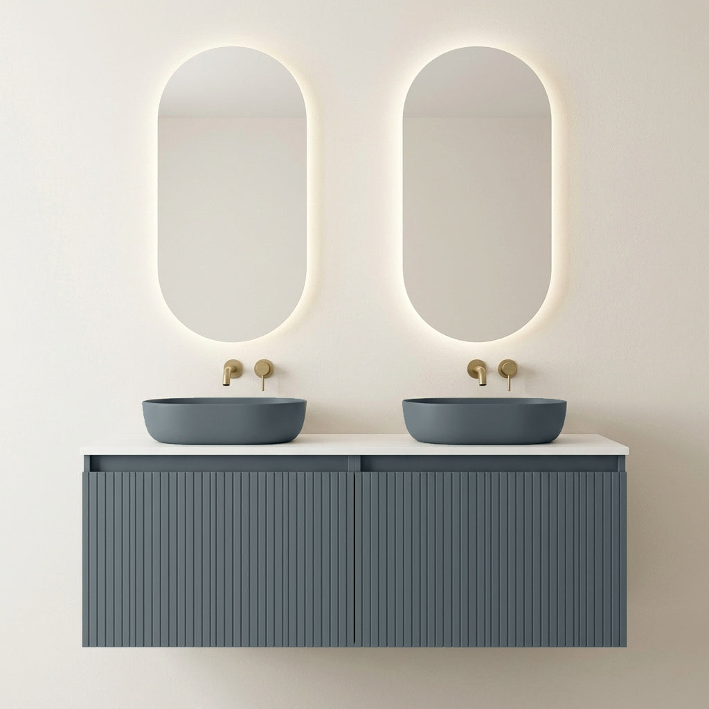 Conjunto de Baño Completo Visobath Bari Duo 120 cm - Acabado Avio Oficial con Lavabos Colors y Espejos LED Ella