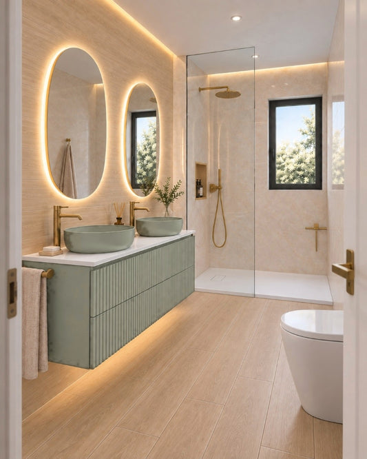 Ambiente de Baño Real Visobath Bari Duo 120 cm - Tono Verde Musgo Oficial Idéntico a Foto de Portada
